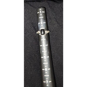 925 Sterling Silver Black Glass Midi Ring Stacking Ring Size 2 Minimalist